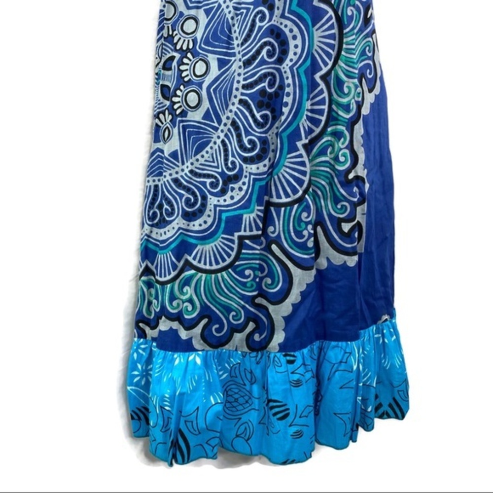 Shades of Blue Summer Tropical Spaghetti dress S/M - Picture 9 of 10
